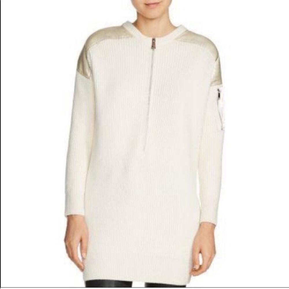 Maje x Schott Mustang Wool Blend Sweater Dress Ecru